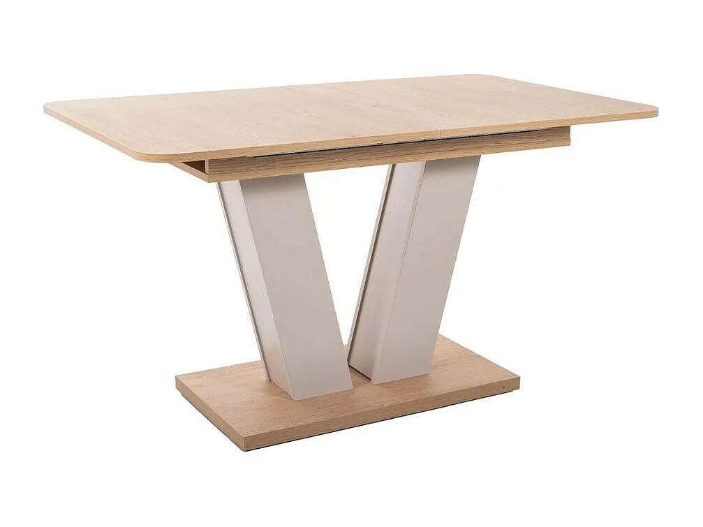 Mesa extensible beige rosado y madera 136 - 176 cm