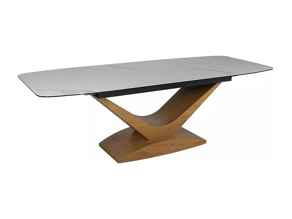 Mesa de diseño de cerámica efecto mármol blanco 180 - 240 cm Dolcik