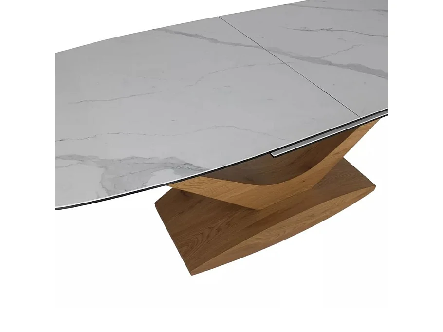 Mesa de diseño de cerámica efecto mármol blanco 180 - 240 cm Dolcik