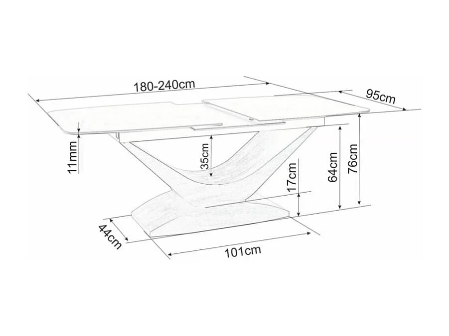 Mesa de diseño de cerámica efecto mármol blanco 180 - 240 cm Dolcik