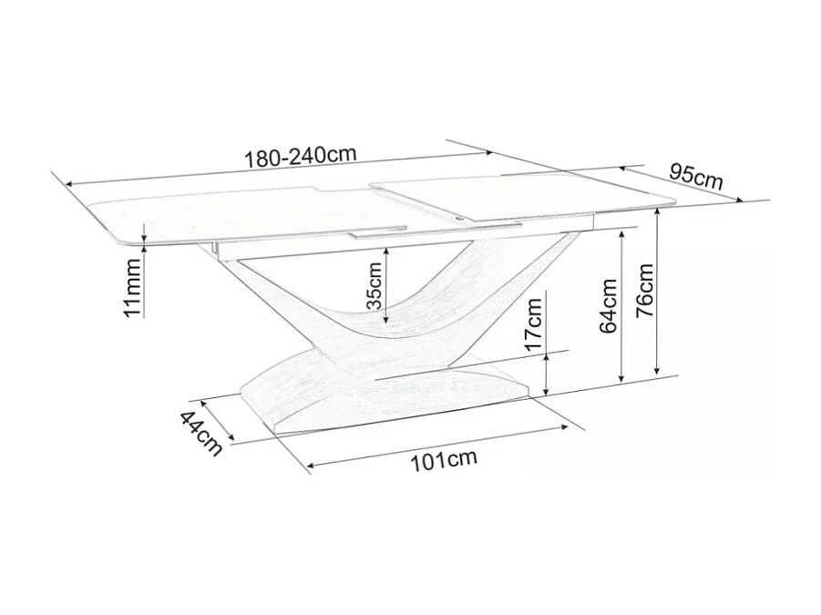 Table design céramique effet marbre blanc 180 - 240 cm Dolcik