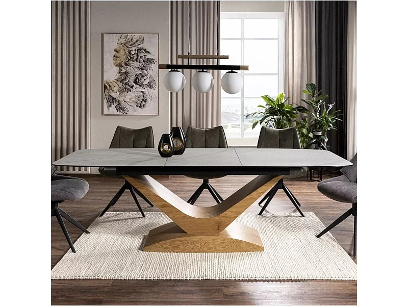 Table design céramique effet marbre blanc 180 - 240 cm Dolcik