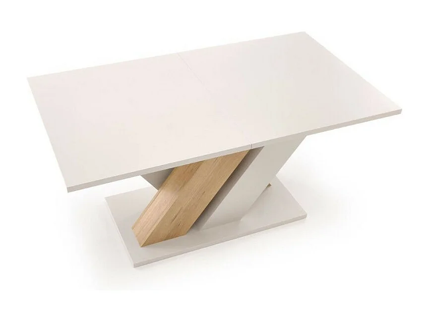 Table a manger extensible beige et bois 160-200cm Xenori