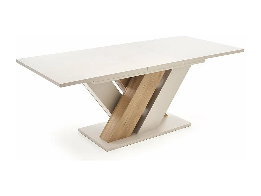 Table a manger extensible beige et bois 160-200cm Xenori