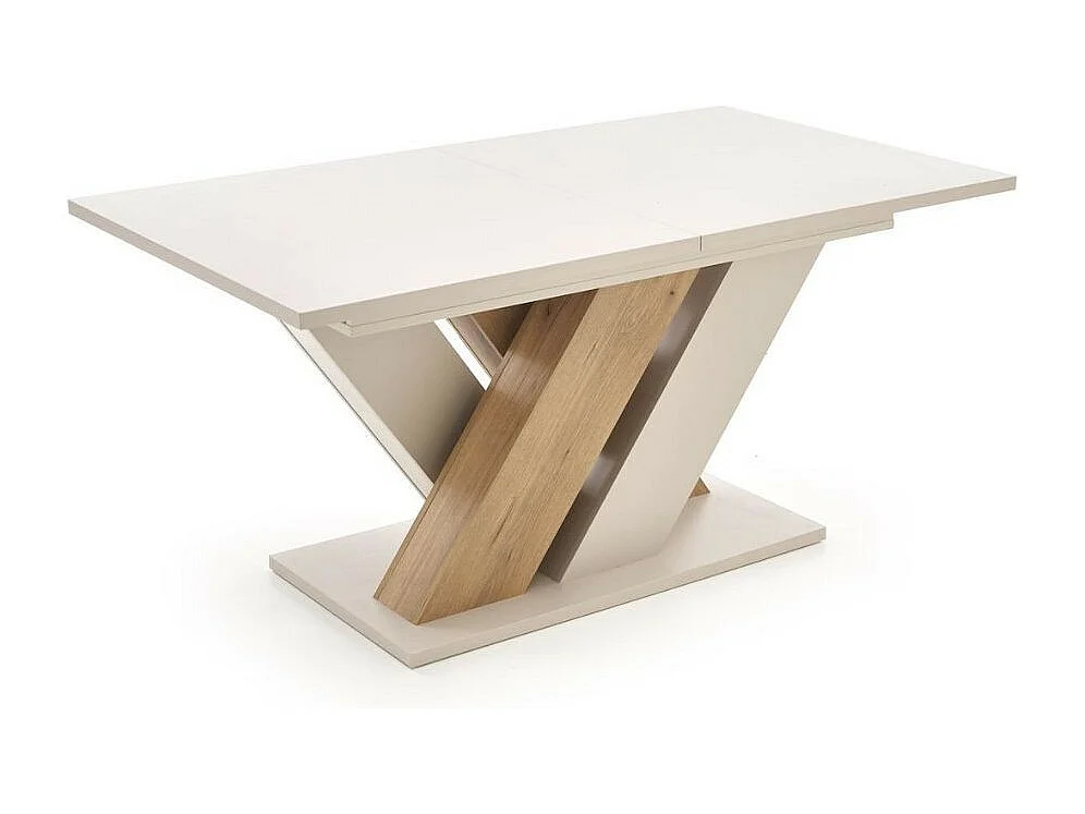 Table a manger extensible beige et bois 160-200cm Xenori