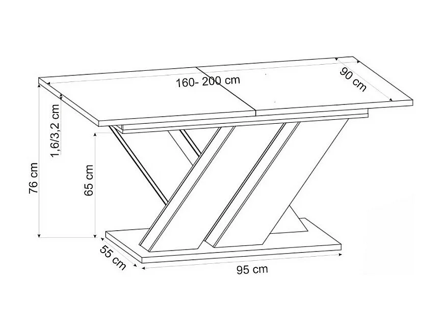 Table a manger extensible beige et bois 160-200cm Xenori