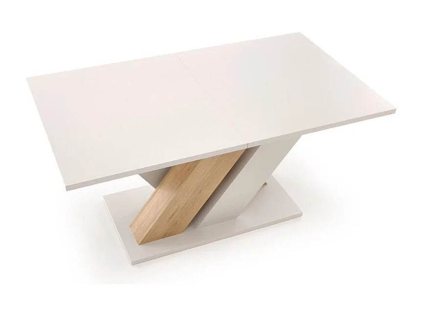 Table a manger extensible beige et bois 160-200cm Xenori