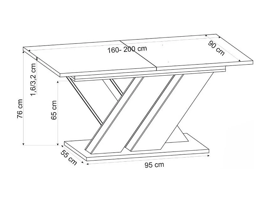 Table a manger extensible beige et bois 160-200cm Xenori