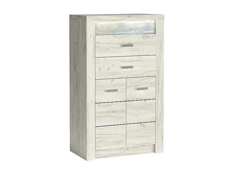 Cómoda alta Forever blanca con tiradores de metal - Sin LED