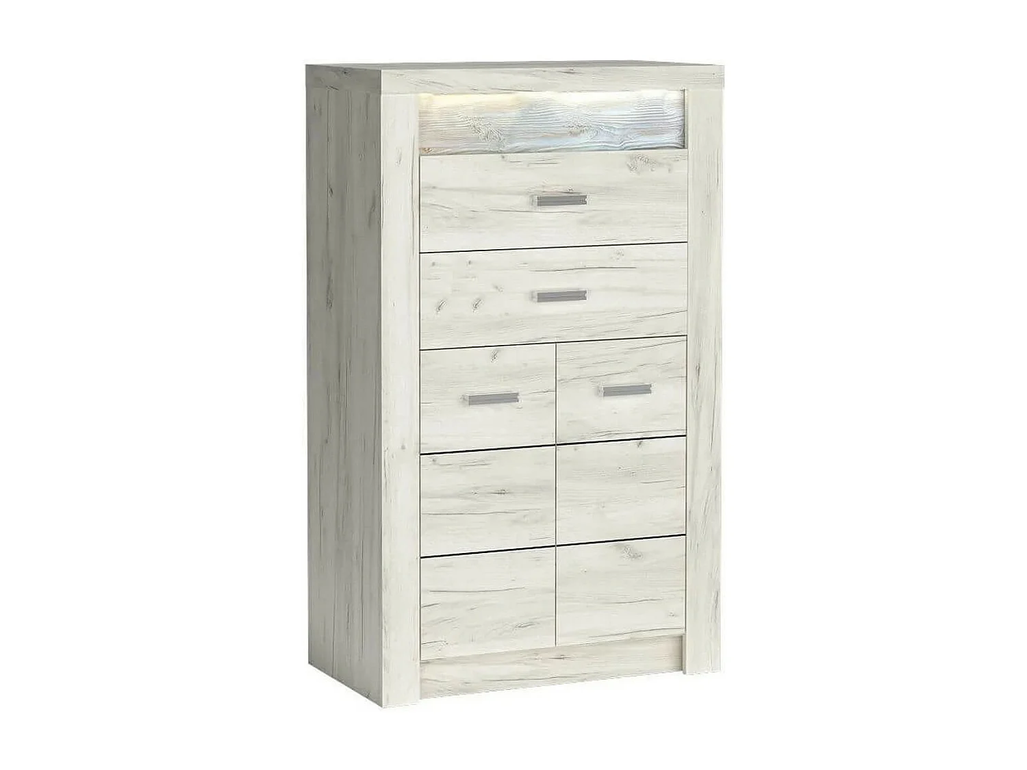 Commode haute blanche avec poignées en métal Forever - Sans LED