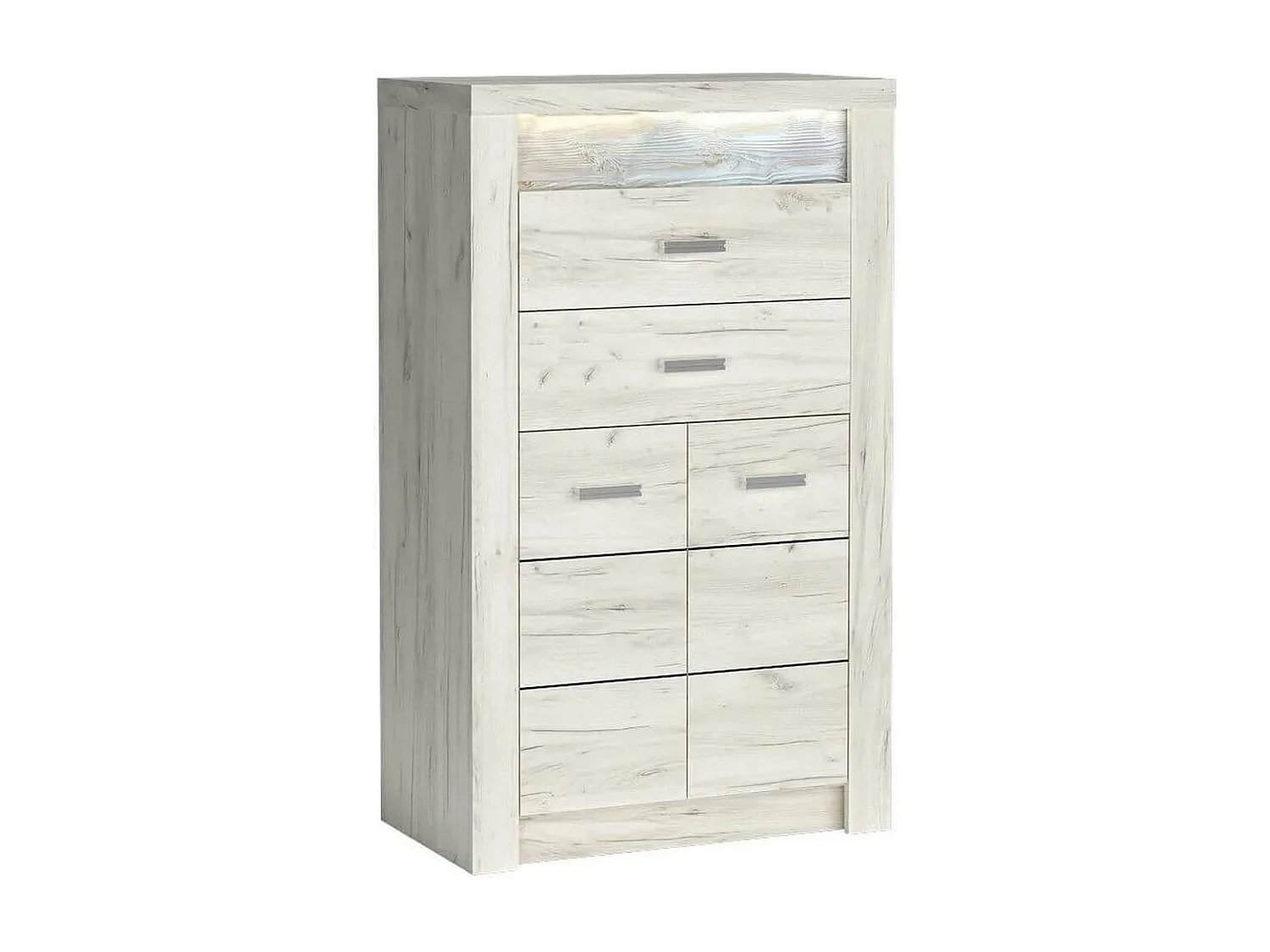 Cómoda alta Forever blanca con tiradores de metal - Sin LED