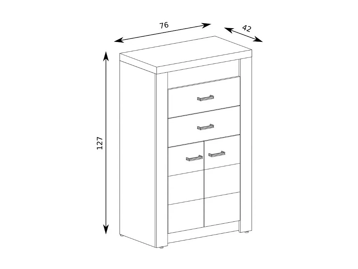 Cómoda alta Forever blanca con tiradores de metal - Sin LED