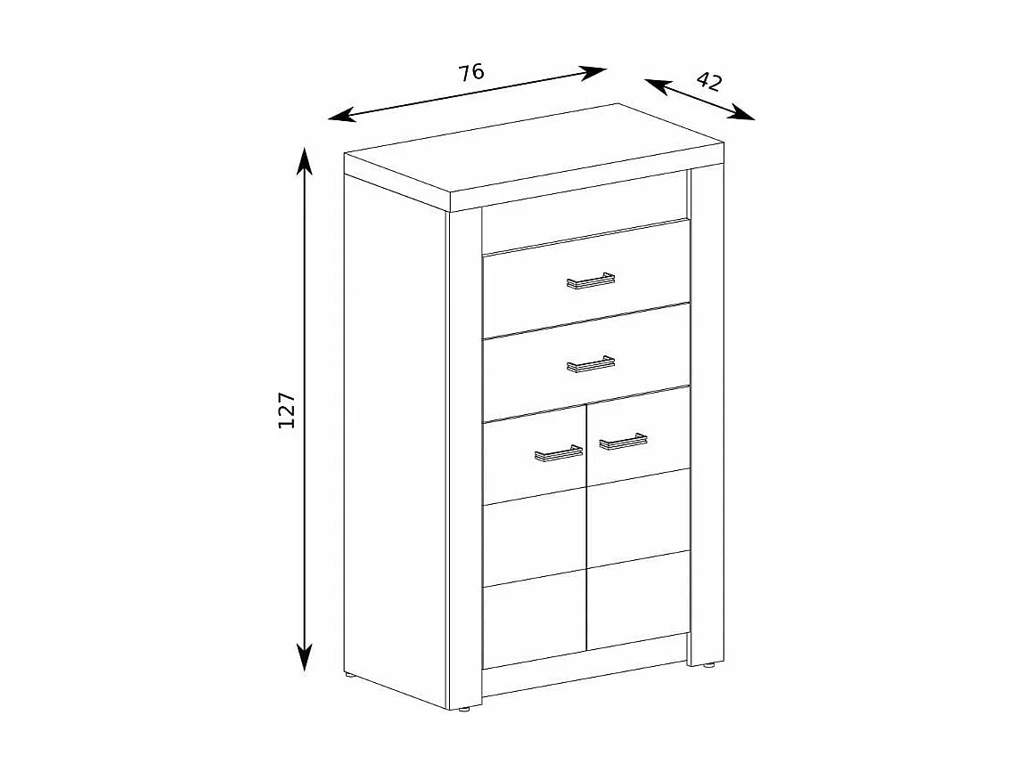 Commode haute blanche avec poignées en métal Forever - blanc