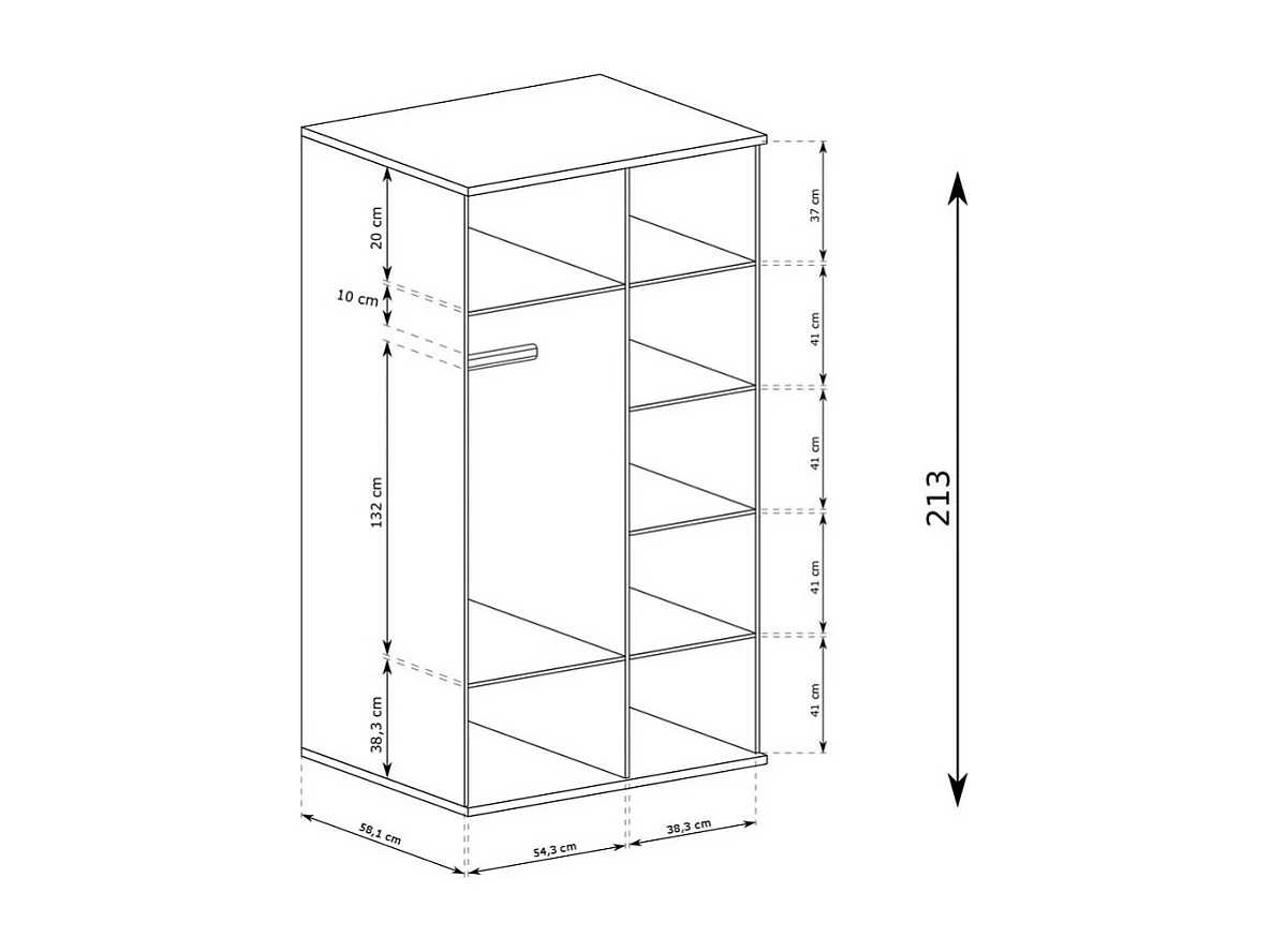 Armadio Hendall in rovere con piedini in metallo nero