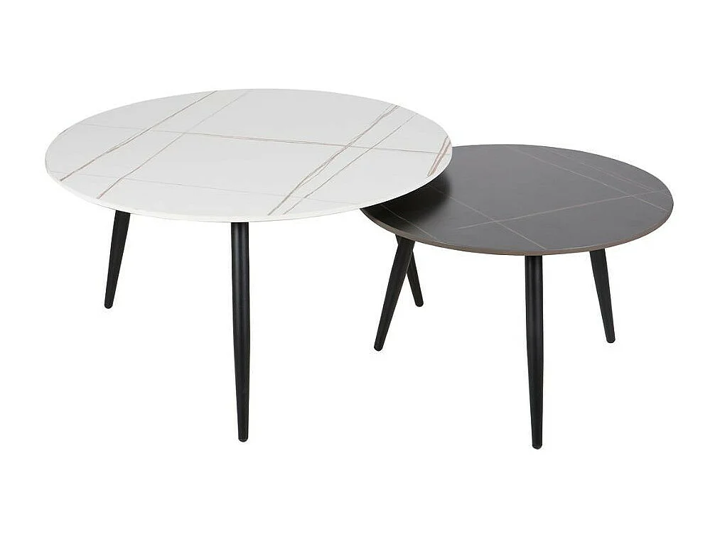 Mesa de centro nido Edmond con tapa de cerámica en blanco y negro