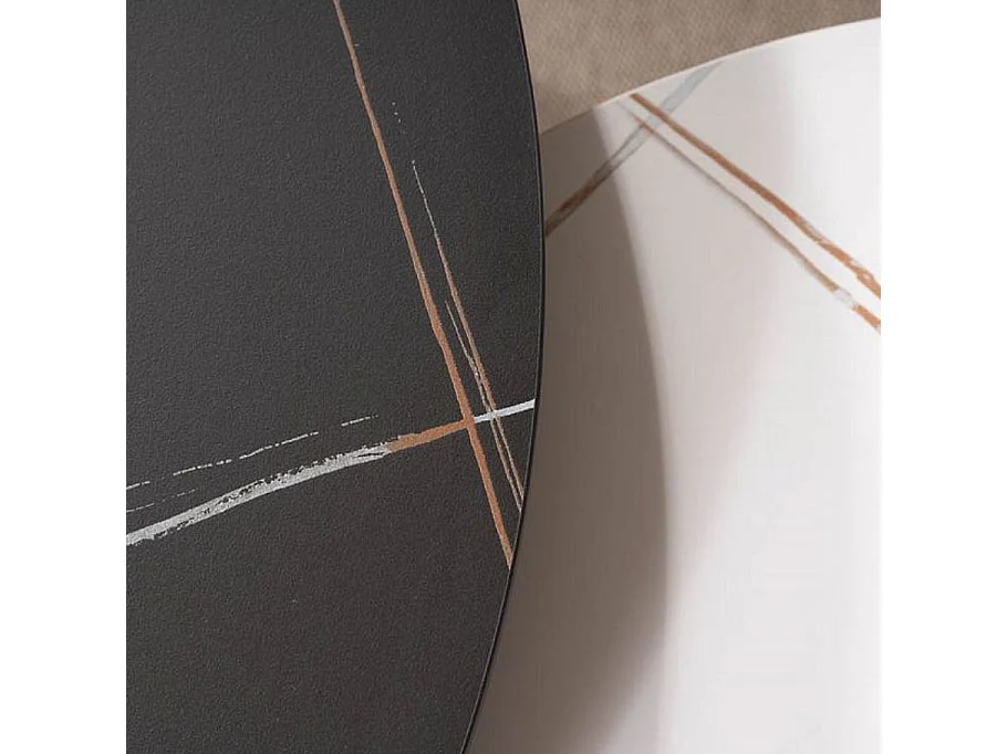 Table basse gigogne avec plateau céramique noir et blanc Edmond