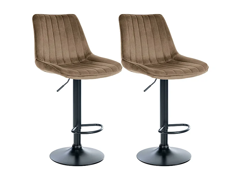 Lot de 2  Tabouret de bar - Velours - Marron - Toni