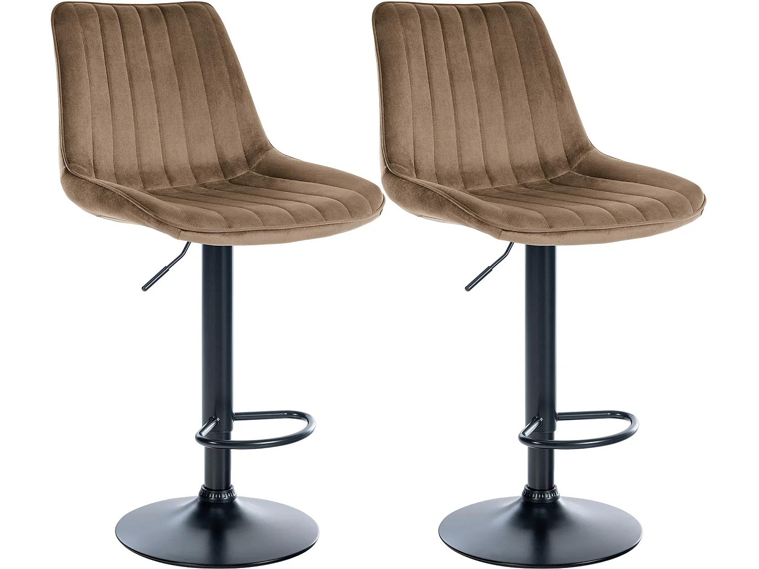 Lot de 2  Tabouret de bar - Velours - Marron - Toni