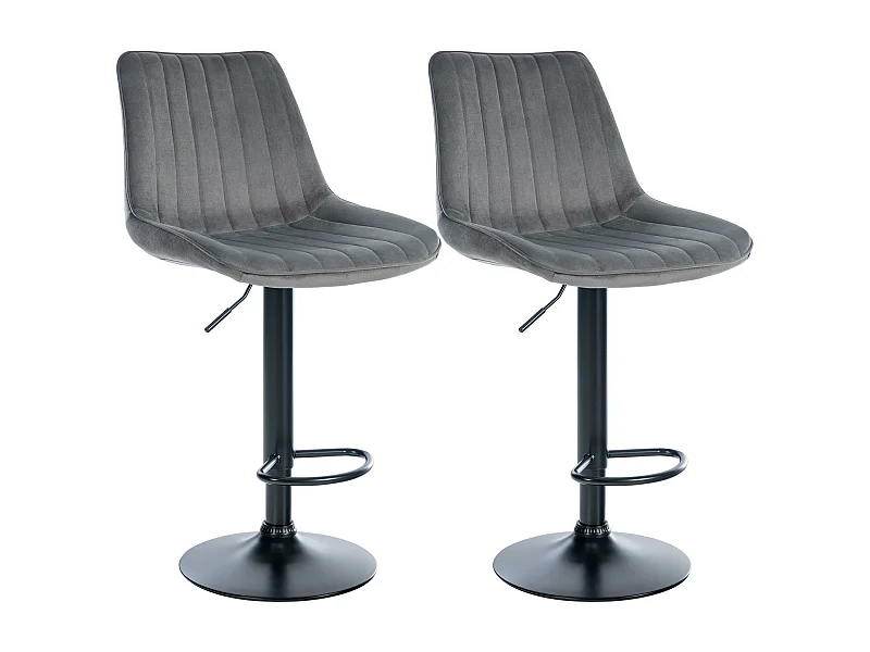 Lot de 2  Tabouret de bar - Velours - Gris foncé - Toni