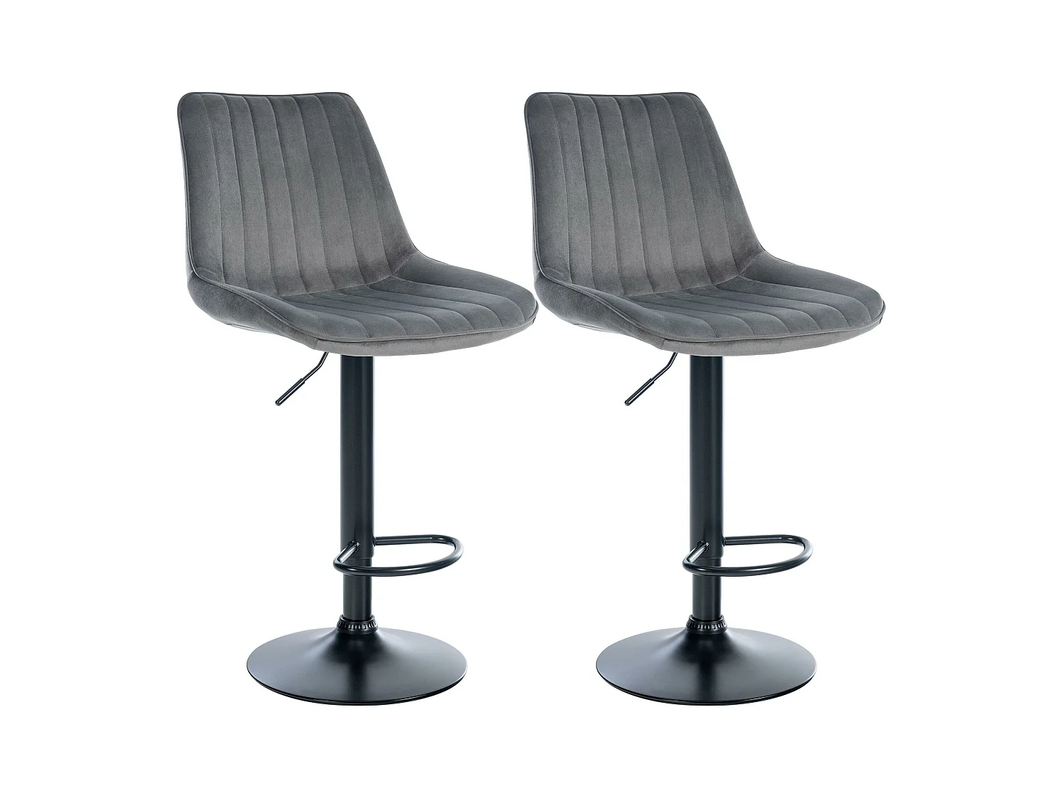 Lot de 2  Tabouret de bar - Velours - Gris foncé - Toni
