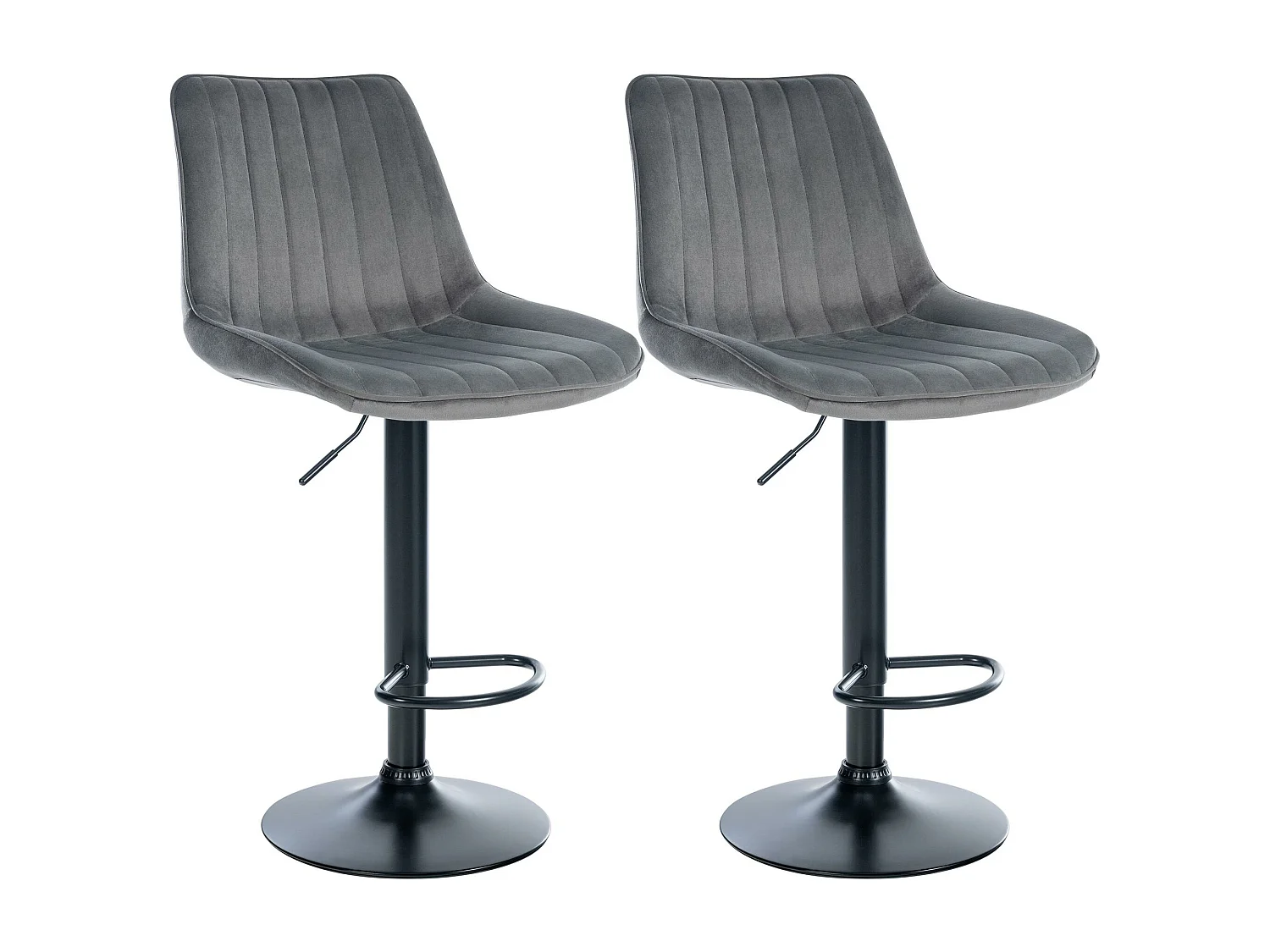 Lot de 2  Tabouret de bar - Velours - Gris foncé - Toni