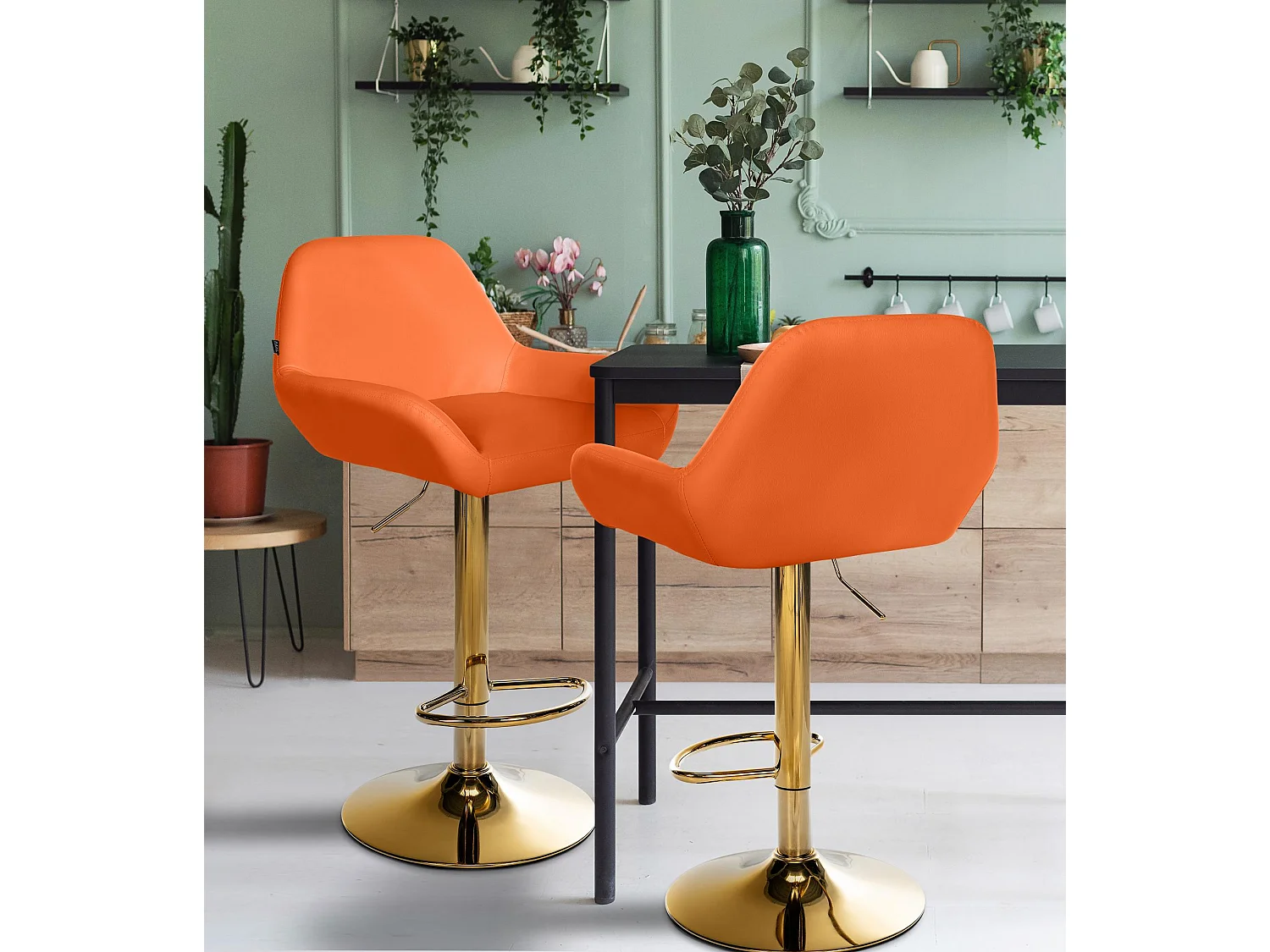 Tabouret de bar - Similicuir - Orange - Braga