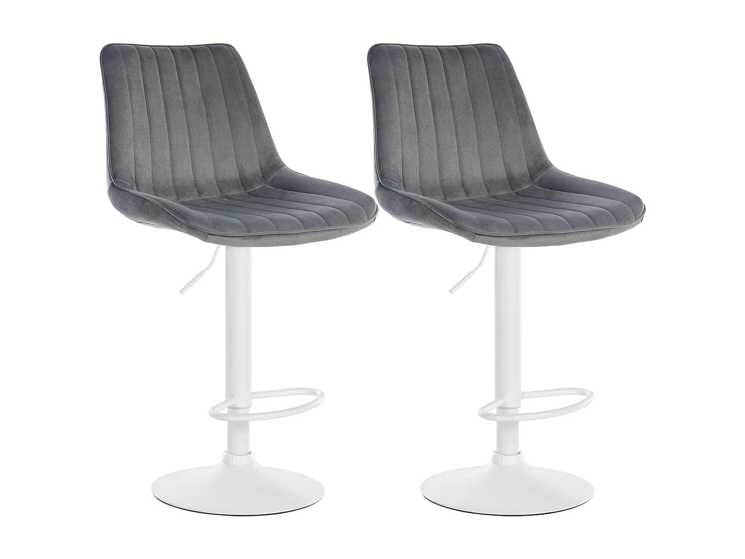 Lot de 2  Tabouret de bar - Velours - Gris foncé - Toni