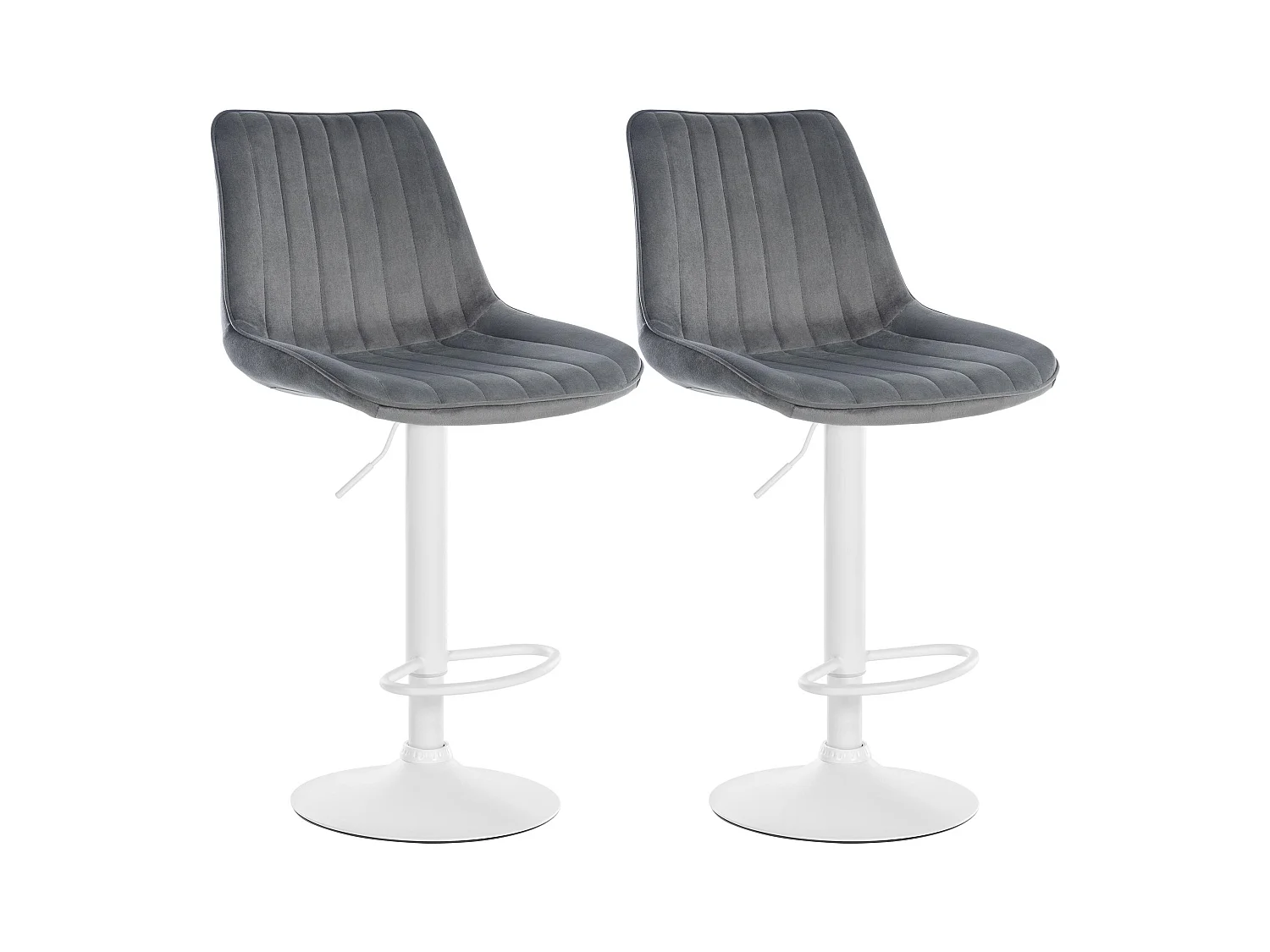 Lot de 2  Tabouret de bar - Velours - Gris foncé - Toni