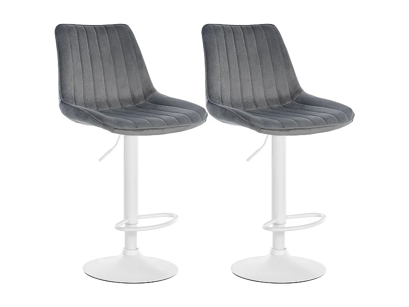 Lot de 2  Tabouret de bar - Velours - Gris foncé - Toni