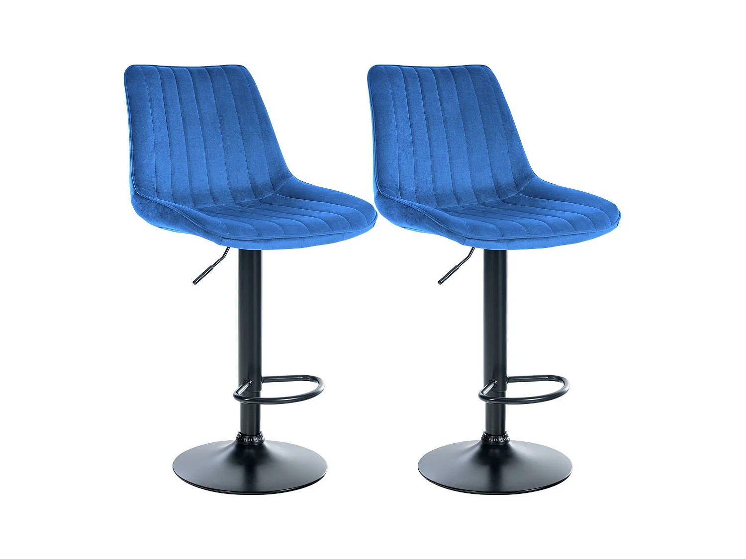 Lot de 2  Tabouret de bar - Velours - Bleu - Toni