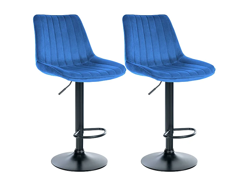 Lot de 2  Tabouret de bar - Velours - Bleu - Toni