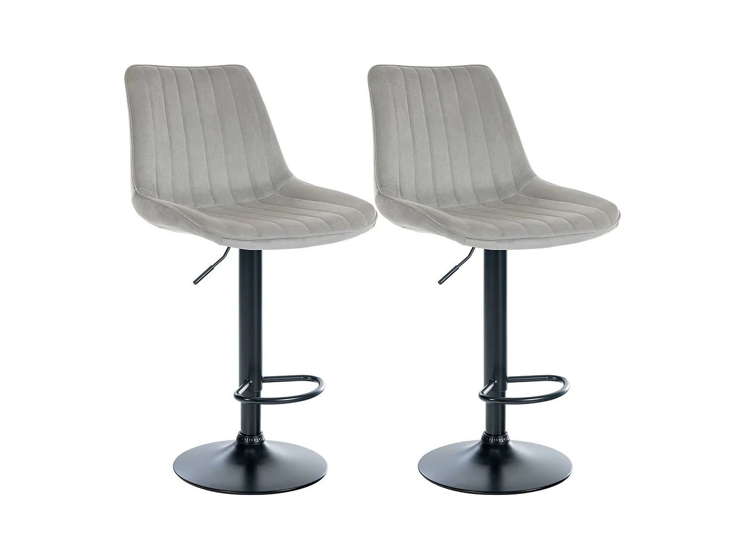 Lot de 2  Tabouret de bar - Velours - Gris - Toni