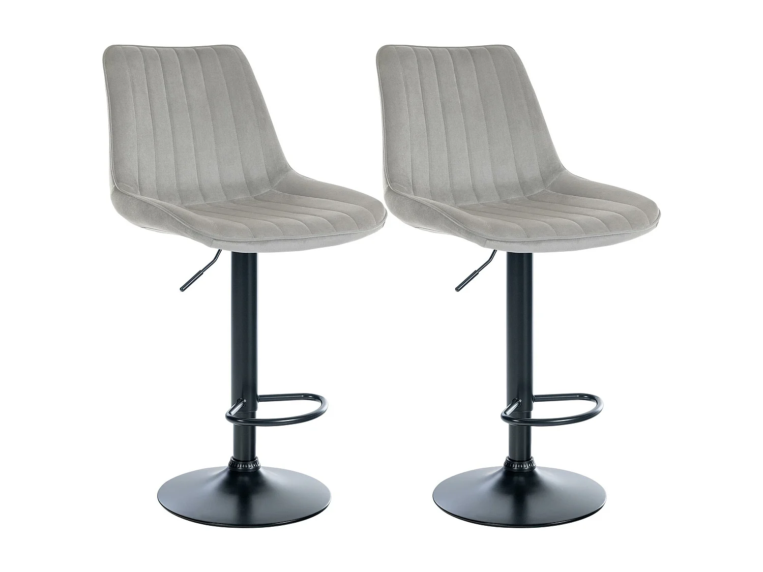 Lot de 2  Tabouret de bar - Velours - Gris - Toni