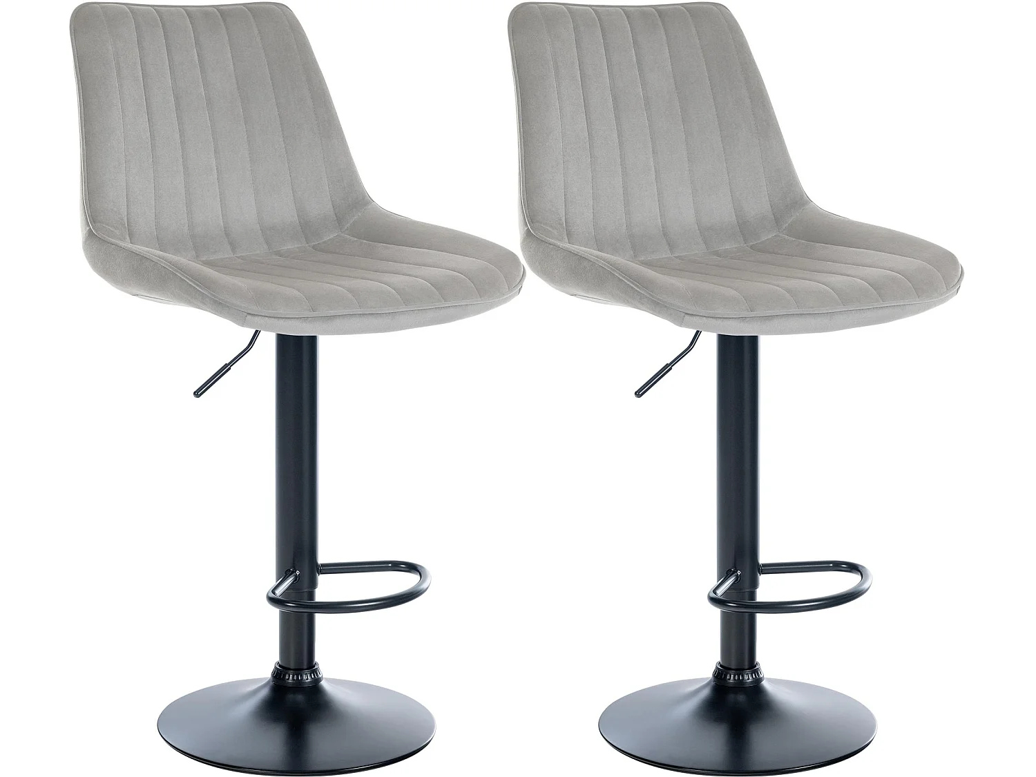 Lot de 2  Tabouret de bar - Velours - Gris - Toni