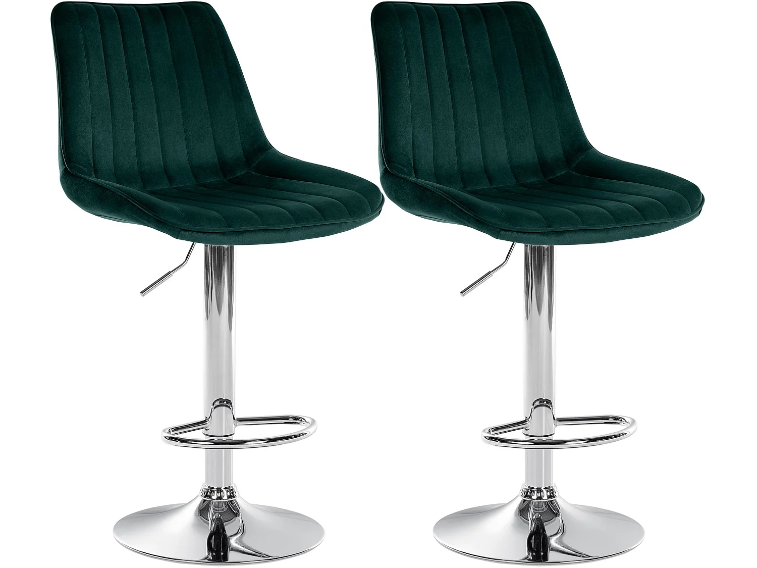 Lot de 2  Tabouret de bar - Velours - Vert - Toni