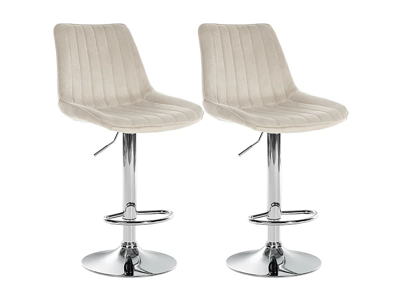 Lot de 2  Tabouret de bar - Velours - Crème - Toni