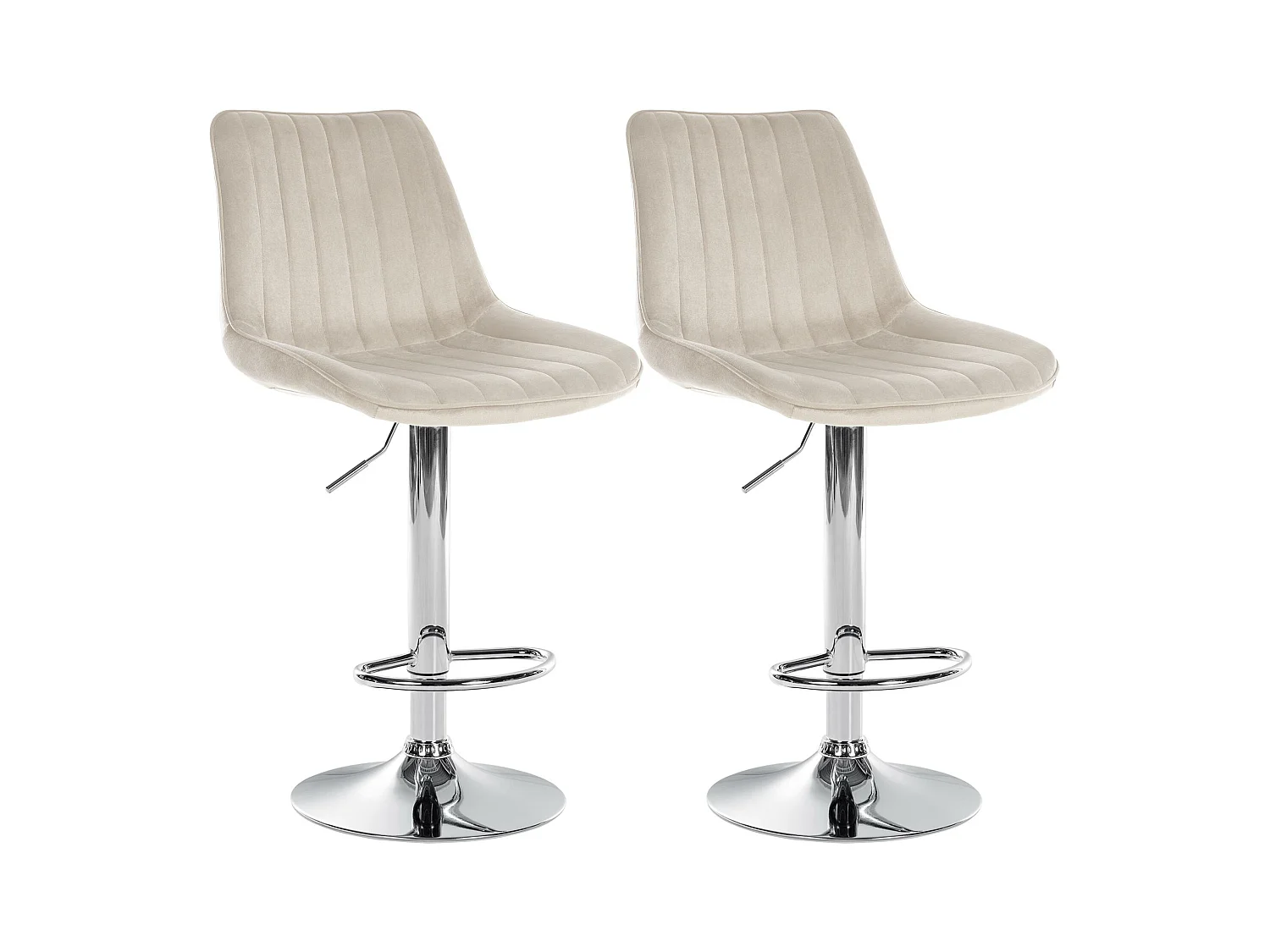 Lot de 2  Tabouret de bar - Velours - Crème - Toni