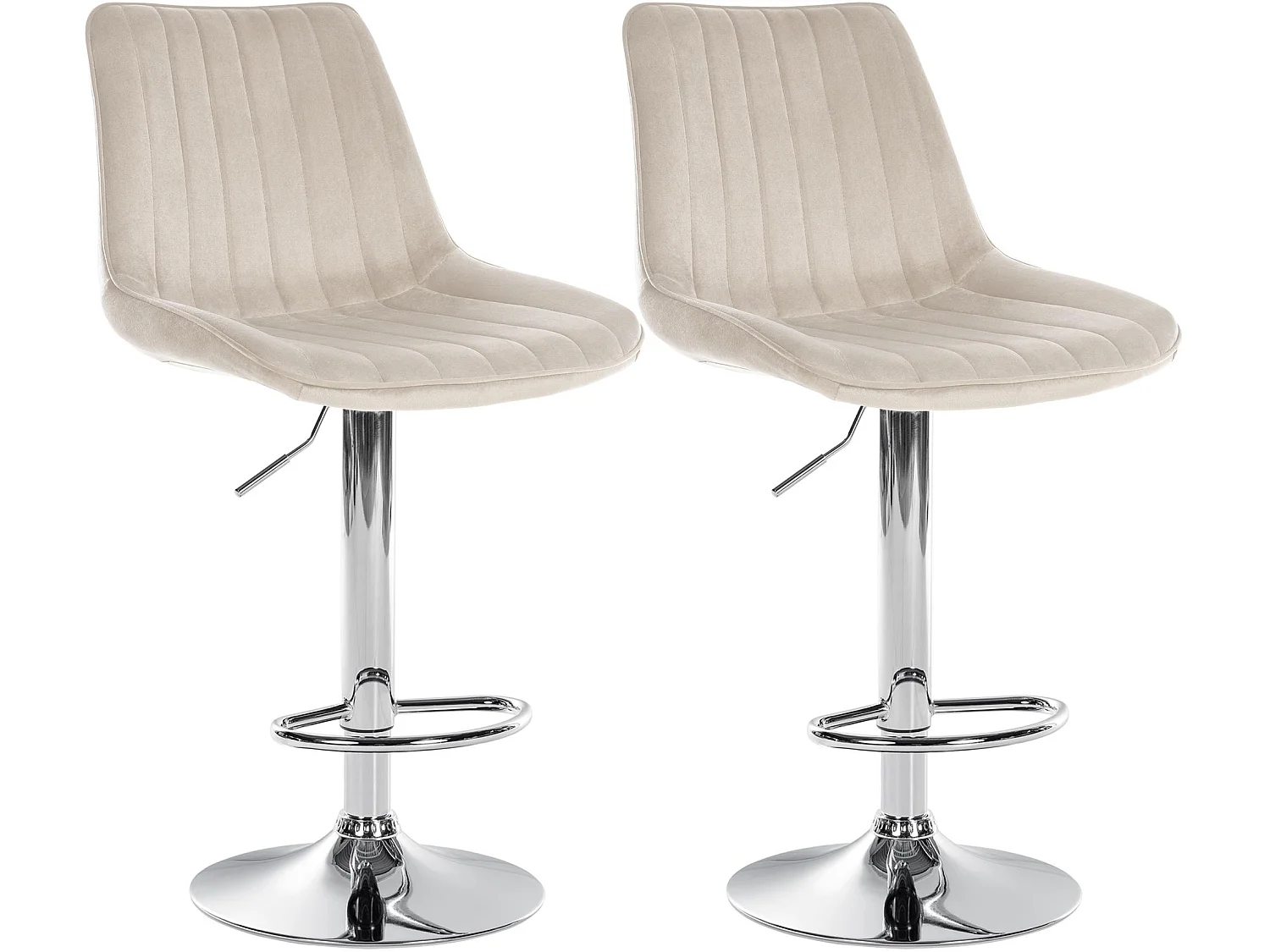 Lot de 2  Tabouret de bar - Velours - Crème - Toni