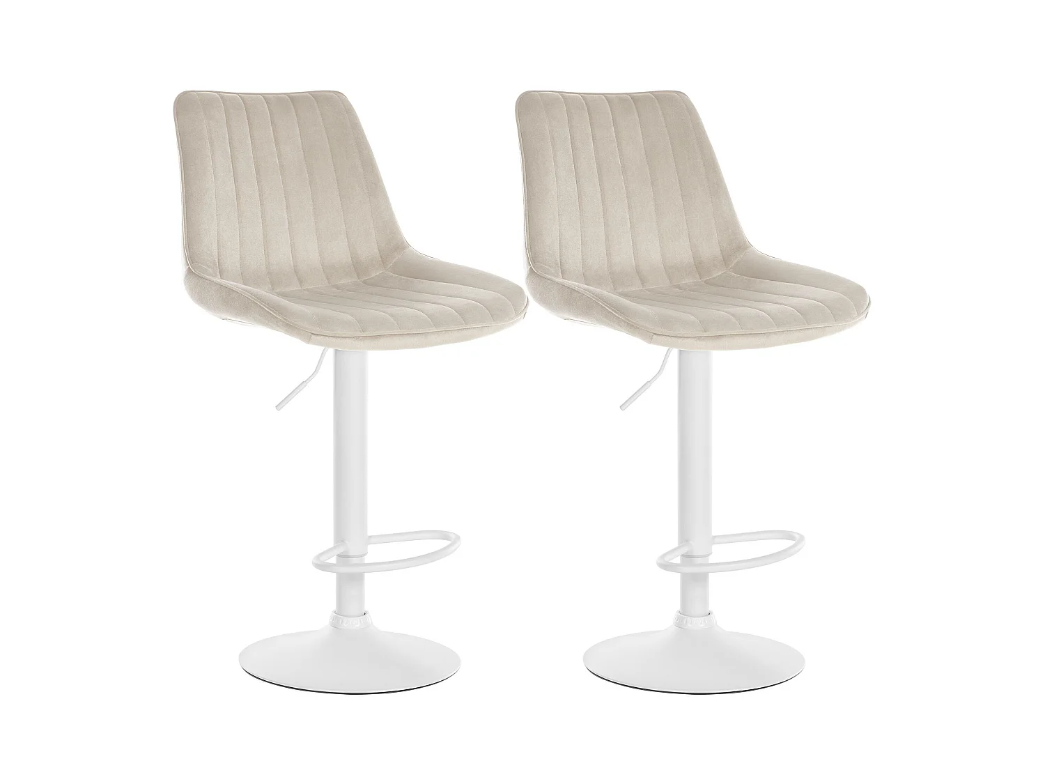 Lot de 2  Tabouret de bar - Velours - Crème - Toni