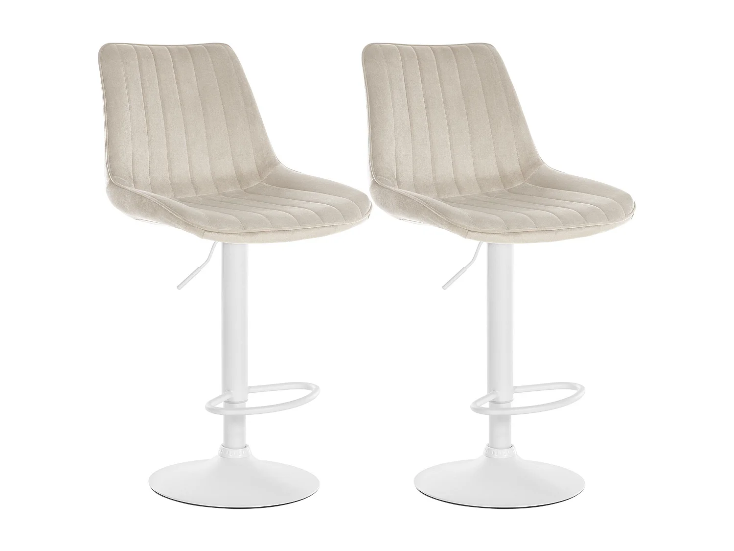 Lot de 2  Tabouret de bar - Velours - Crème - Toni
