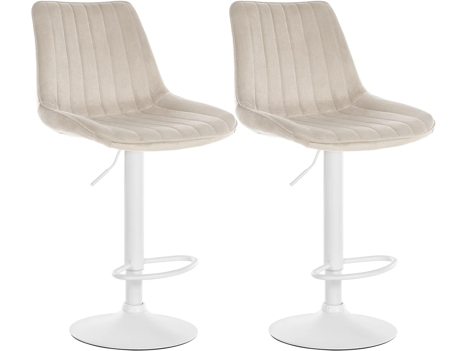 Lot de 2  Tabouret de bar - Velours - Crème - Toni