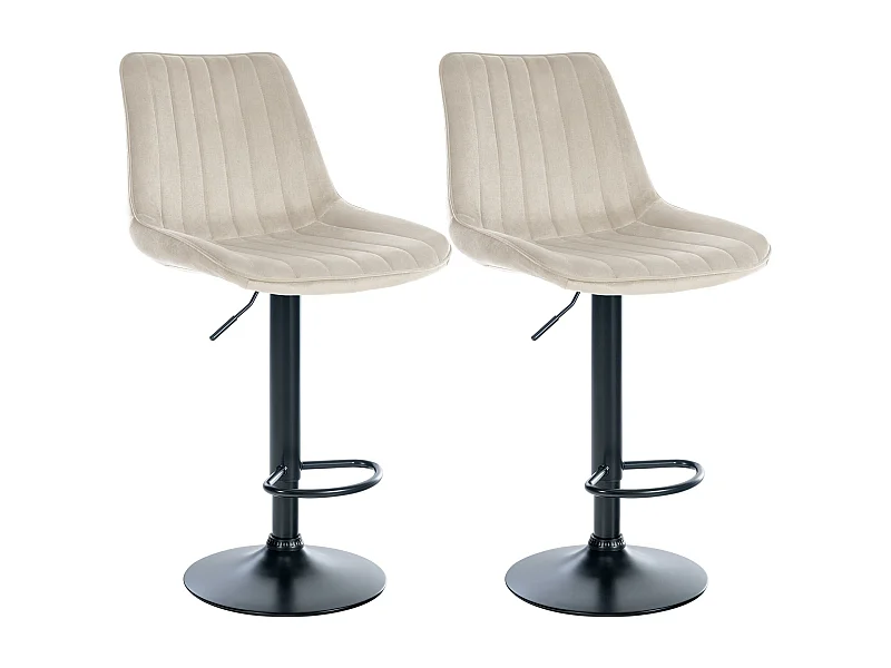 Lot de 2  Tabouret de bar - Velours - Crème - Toni