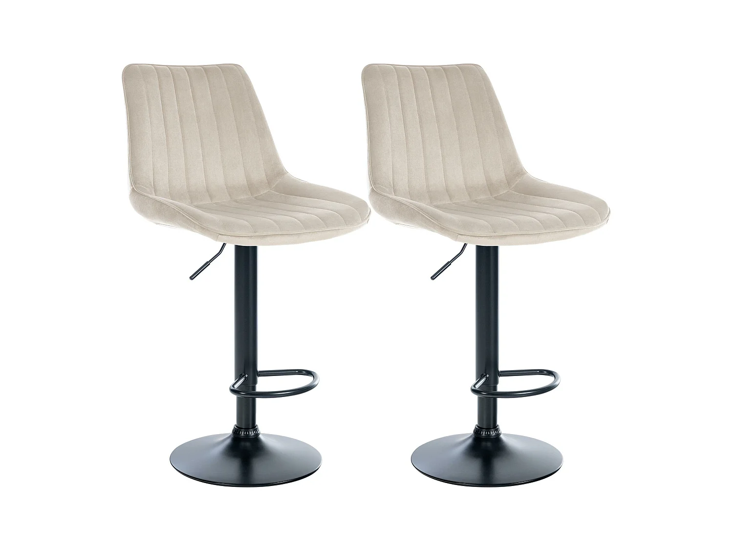 Lot de 2  Tabouret de bar - Velours - Crème - Toni