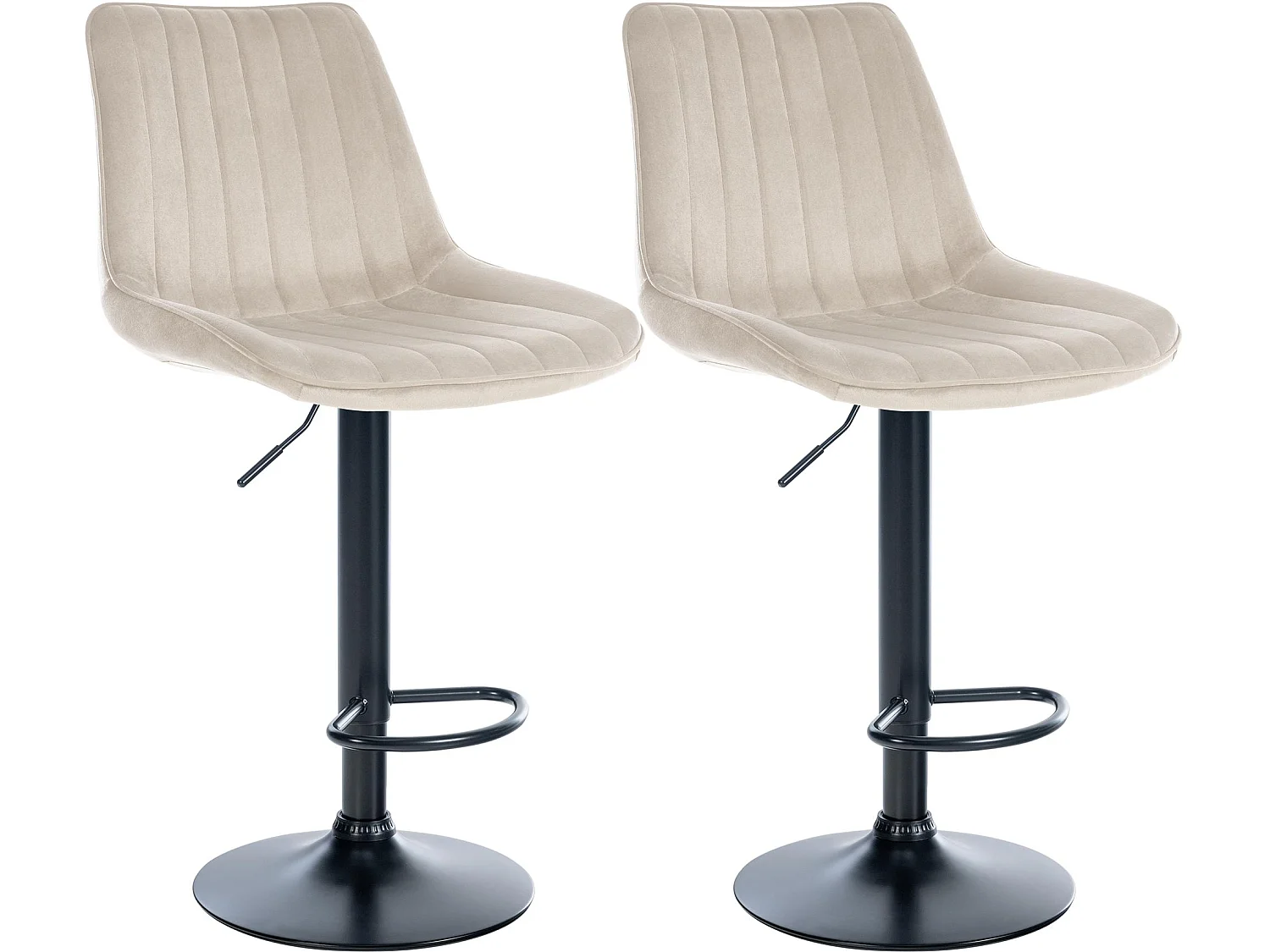 Lot de 2  Tabouret de bar - Velours - Crème - Toni