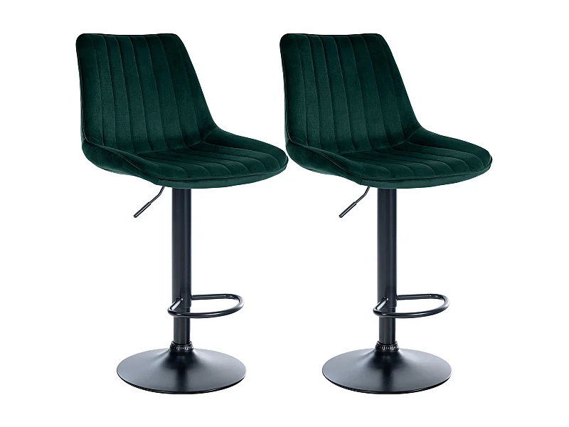 Lot de 2  Tabouret de bar - Velours - Vert - Toni