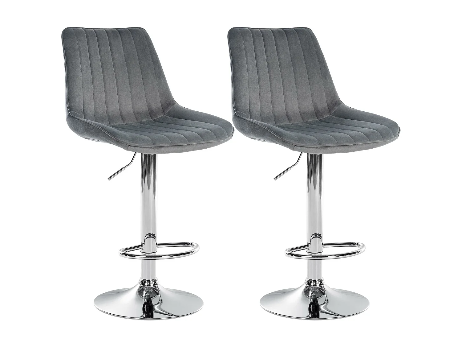 Lot de 2  Tabouret de bar - Velours - Gris foncé - Toni