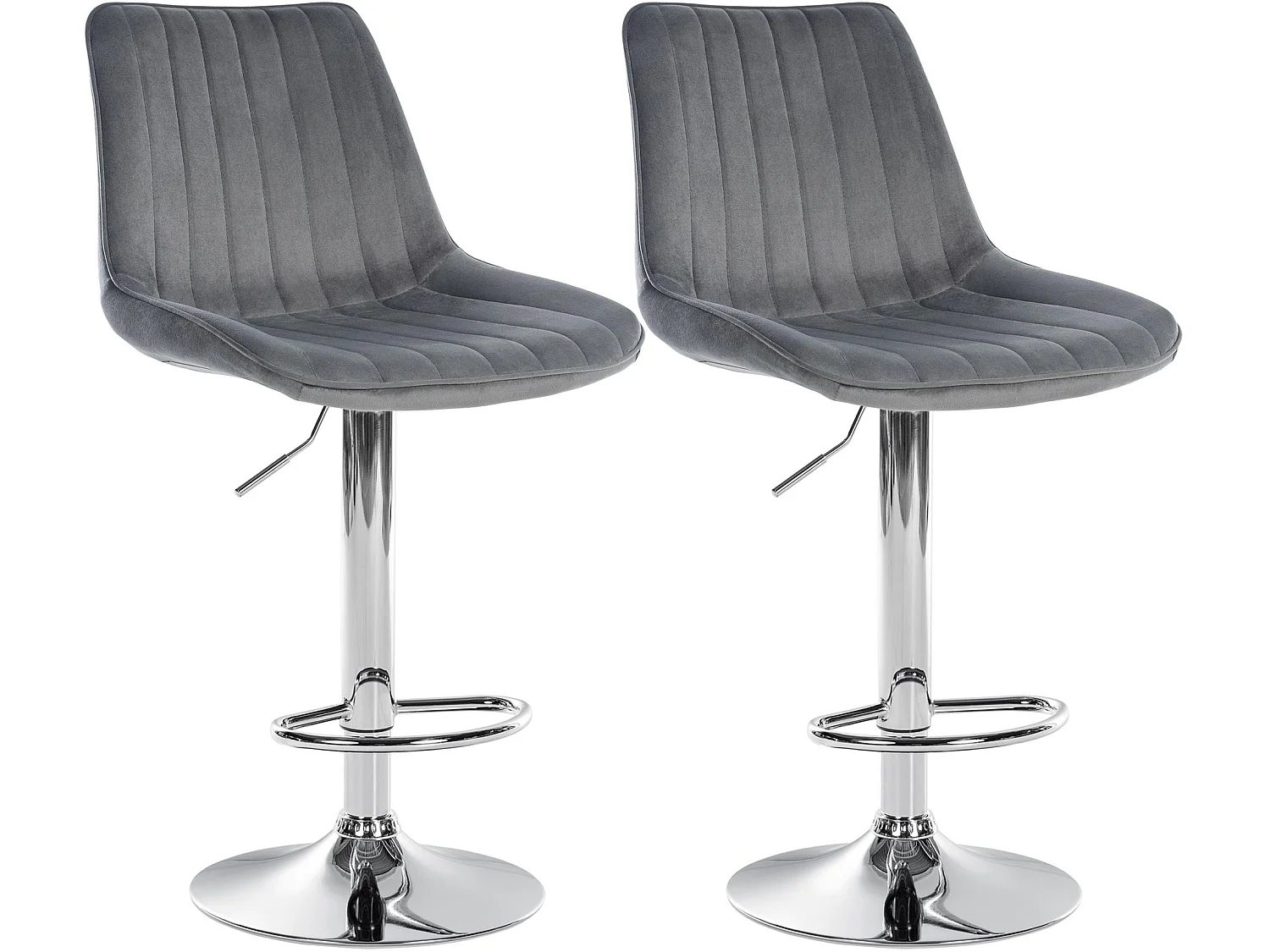 Lot de 2  Tabouret de bar - Velours - Gris foncé - Toni
