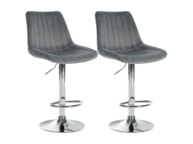 Lot de 2  Tabouret de bar - Velours - Gris foncé - Toni
