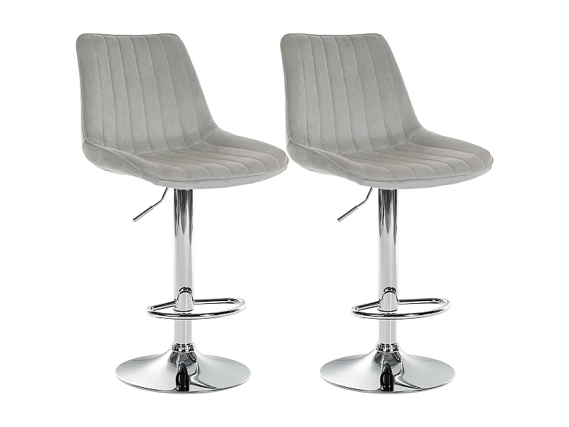 Lot de 2  Tabouret de bar - Velours - Gris - Toni