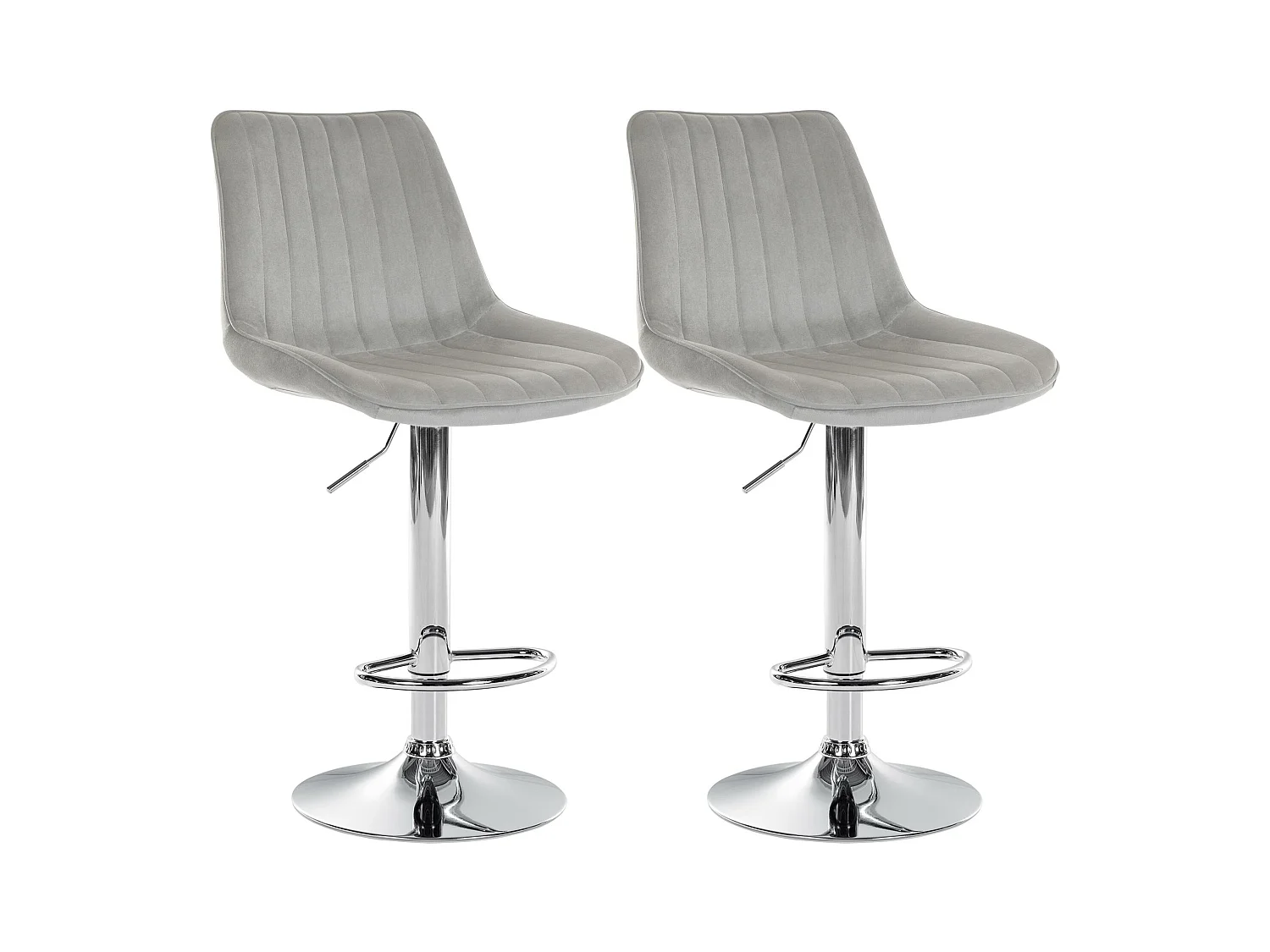 Lot de 2  Tabouret de bar - Velours - Gris - Toni